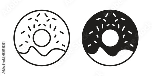 Donut icon set. Linear style. Vector icons
