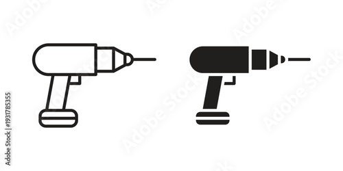 Drill icon set. Linear style. Vector icons