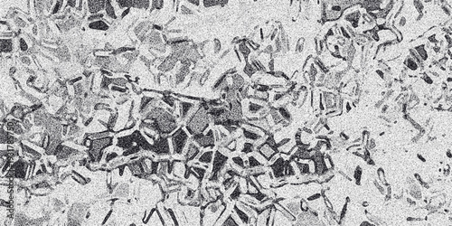 Intricate monochrome abstract texture with a mosaic-like pattern of irregular shapes and grainy detail, offering a complex and visually rich surface for artistic and design applications