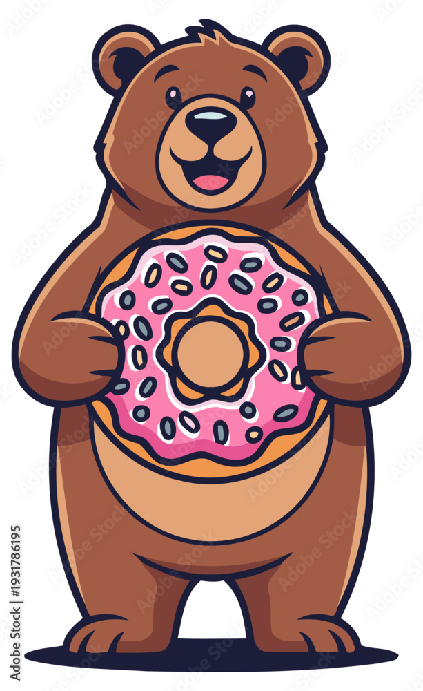 Naklejka premium bear with donut vector