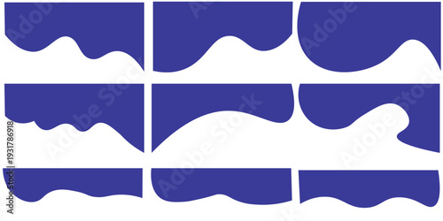 Collection of dividers shape templates. Modern separator header for website and app. Curve lines, wave collection of abstract design element for top and bottom page web site.