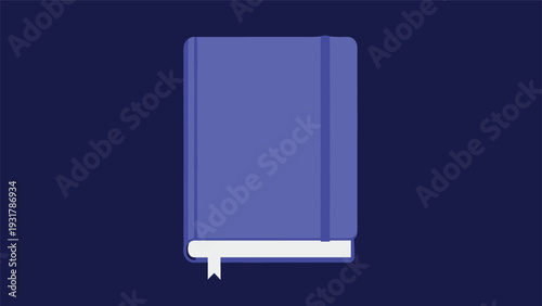 Simple blue notebook with a white bookmark is shown closed against a dark blue background for writing or journaling inspiration.