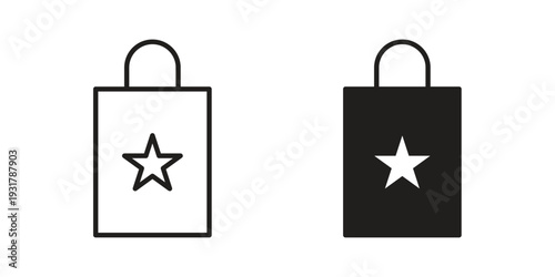 Gift bag icon set. Linear style. Vector icons