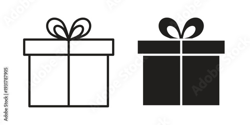 Gift box icon set. Linear style. Vector icons