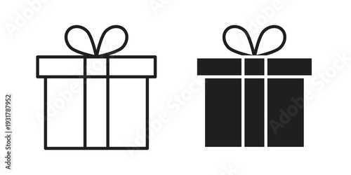 Gift icon set. Linear style. Vector icons