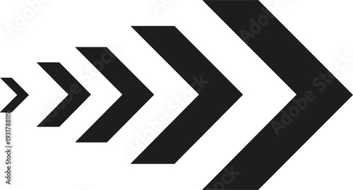 Arrow Direction Icon Set with Bold Chevron Shapes, Navigation Indicators, and Forward Movement Symbols for Interface, Signage, and Graphic Design Projects