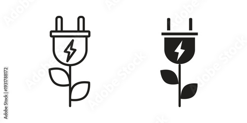 Green energy icon set. Linear style. Vector icons