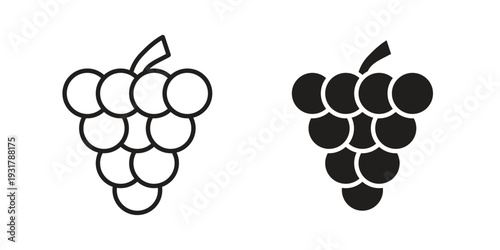 Grapes icon set. Linear style. Vector icons