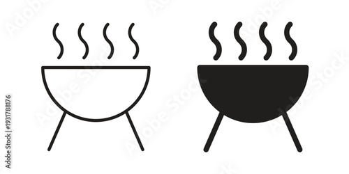 Grill icon set. Linear style. Vector icons