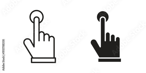Hand click icon set. Linear style. Vector icons