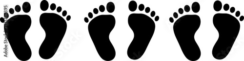 Baby Footprint Silhouette Icon Set with Newborn Feet Marks, Infant Step Symbols, and Family Celebration Design Elements