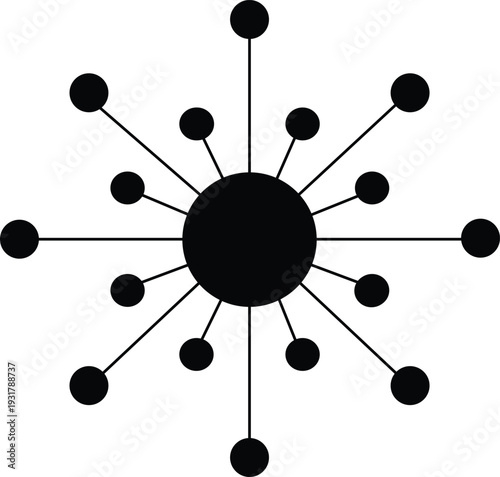 Digital infrastructure map showing central node connectivity with peripheral access points