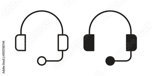 Headphone icon set. Linear style. Vector icons