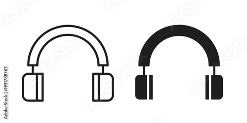 Headphones icon set. Linear style. Vector icons