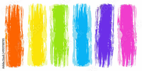 A vibrant collection of colorful brushstroke textures arranged vertically