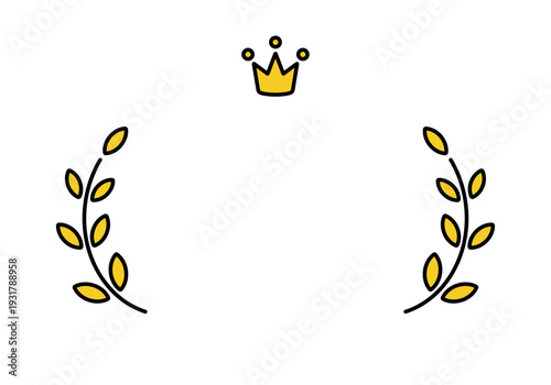 シンプル表彰・ランキング装飾アイコンシリーズ 王冠付き表彰フレーム ゴールド