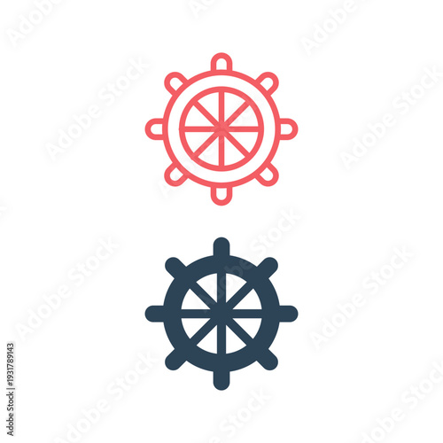 Navigation icons set rudder design trendy
