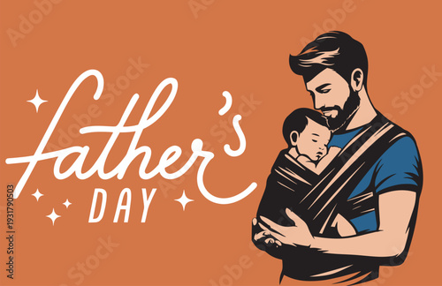 Happy Father's Day Greetings with dad and son., A loving father walks with his son and daughter, reflecting the deep bond of family on Fathers Day