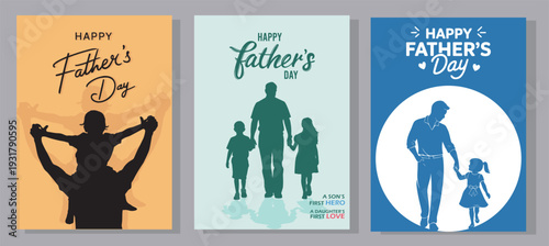 A silhouette of a strong father carries his happy child on his shoulders under a bright orange sky