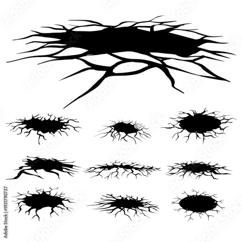 Collection of Ten Realistic Ground Cracks for Urban Disaster Design.