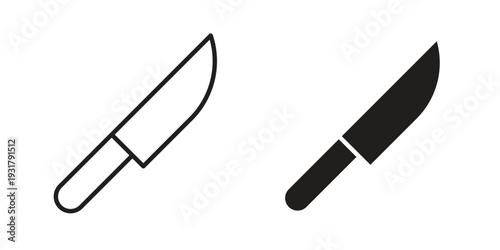 Kitchen knife icon set. Linear style. Vector icons