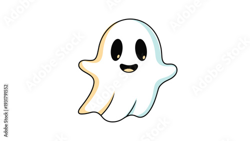Playful and friendly cartoon ghost with a happy, wide smile, embodying a charming and lighthearted spirit.