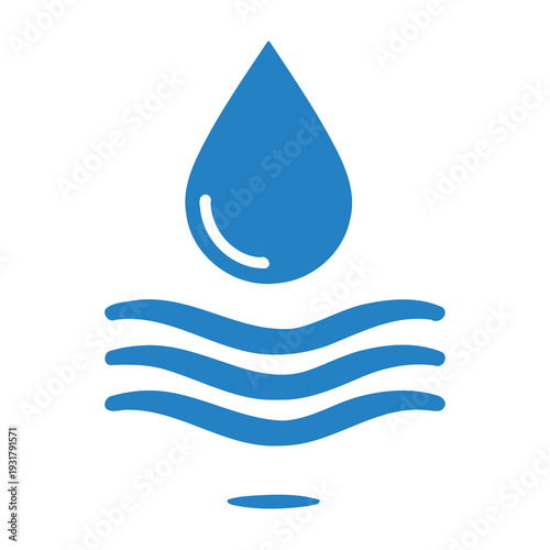 Water droplet descending into rippling surface for environmental design