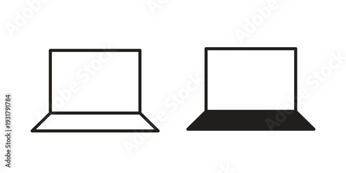 Laptop icon set. Linear style. Vector icons