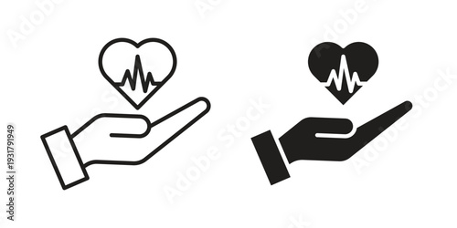 Life insurance icon set. Linear style. Vector icons