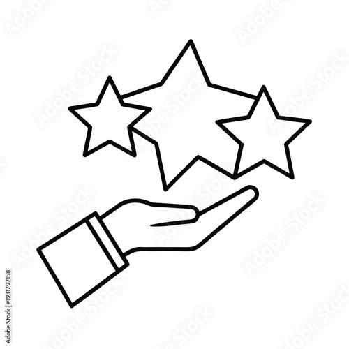 Hand holding stars, rating, review, feedback, excellence, achievement, quality, recognition, award, success, high score