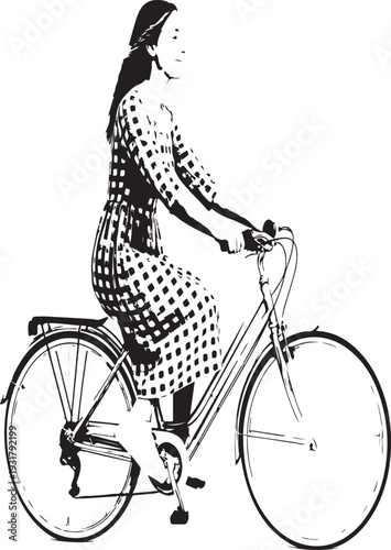 Young woman on a bicycle.