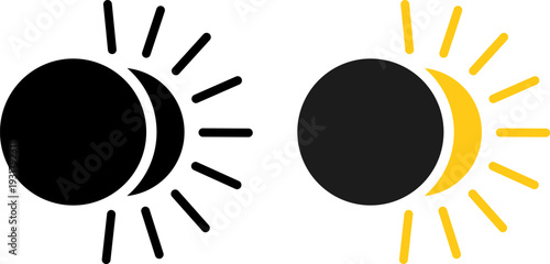 Sun and moon phases in simple modern design