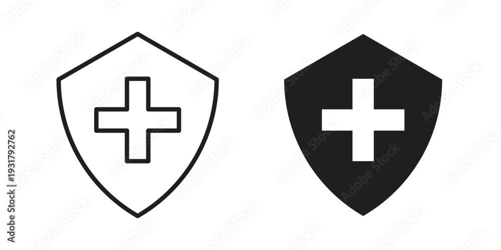 Fototapeta premium Medical insurance icon set. Linear style. Vector icons