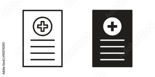Medical report icon set. Linear style. Vector icons