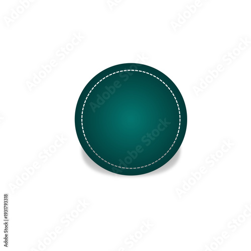 Circular green badge icon with white stitching and 3D drop shadow