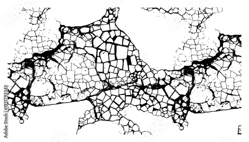 Detailed hand drawn illustration of a cracked dry earth surface pattern