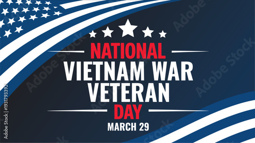 National Vietnam War Veteran Day Memorial Poster for March 29th Honoring Military Service and Patriotism with American Flag Design Elements