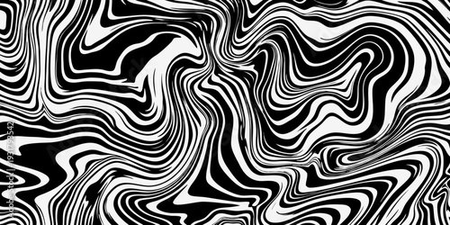 Abstract swirling lines create a hypnotic black and white pattern