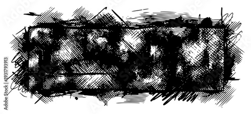 Abstract artistic rectangle background with dense cross hatching and messy hand drawn scribbles