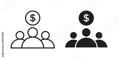 Mutual funds icon set. Linear style. Vector icons