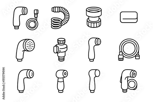 Portable vector collar icon handle modern sink form tool switch universal sprayer