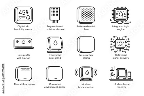 Air device element smart rear surface icon vector integrated modern silhouette sensor