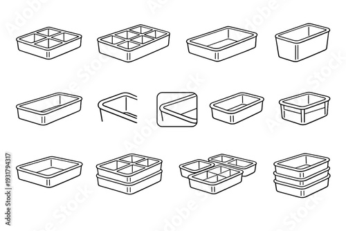 Tray grid vector solution household organization storage drawer smooth icon structure