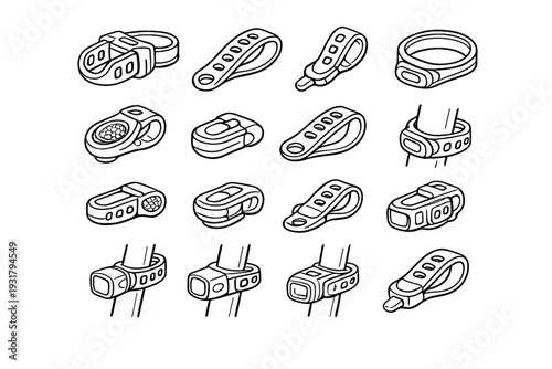 Light bike stretchable loop material vector safety icon locking silicone peg fastener