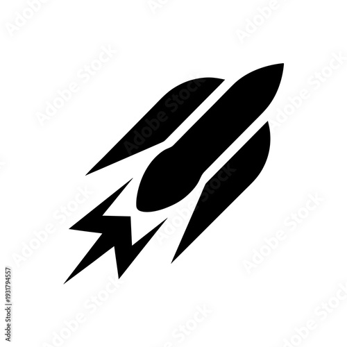 A black and white image of a rocket ship