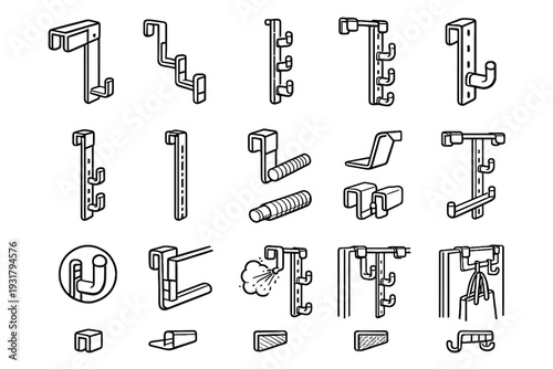 Finish protector vector construction storage powder bag pads hook icon over crosspiece