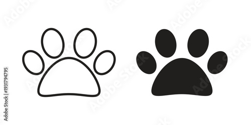Paw icon set. Linear style. Vector icons