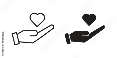 Philanthropy icon set. Linear style. Vector icons