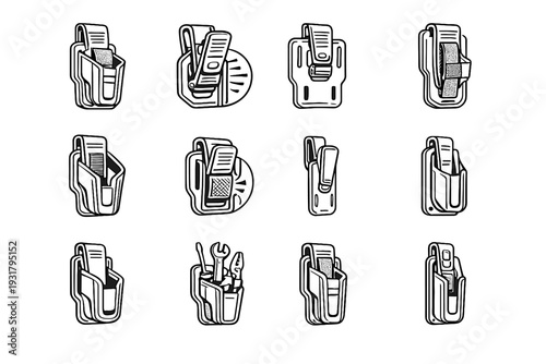 Compact edges plate icon system holster design elastic clip vector support tool