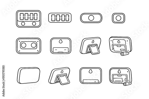 Tool desk panel cooking vector icons timer rectangular casing reset smooth icon